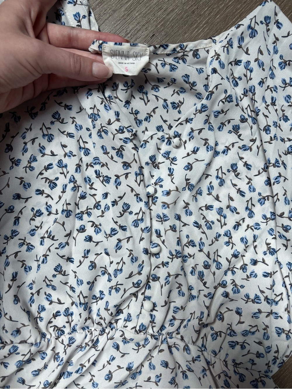 Sienna Sky Cream Skirt with Blue Floral Print